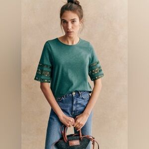 Sezane Hortense t shirt Sage size S new with tags